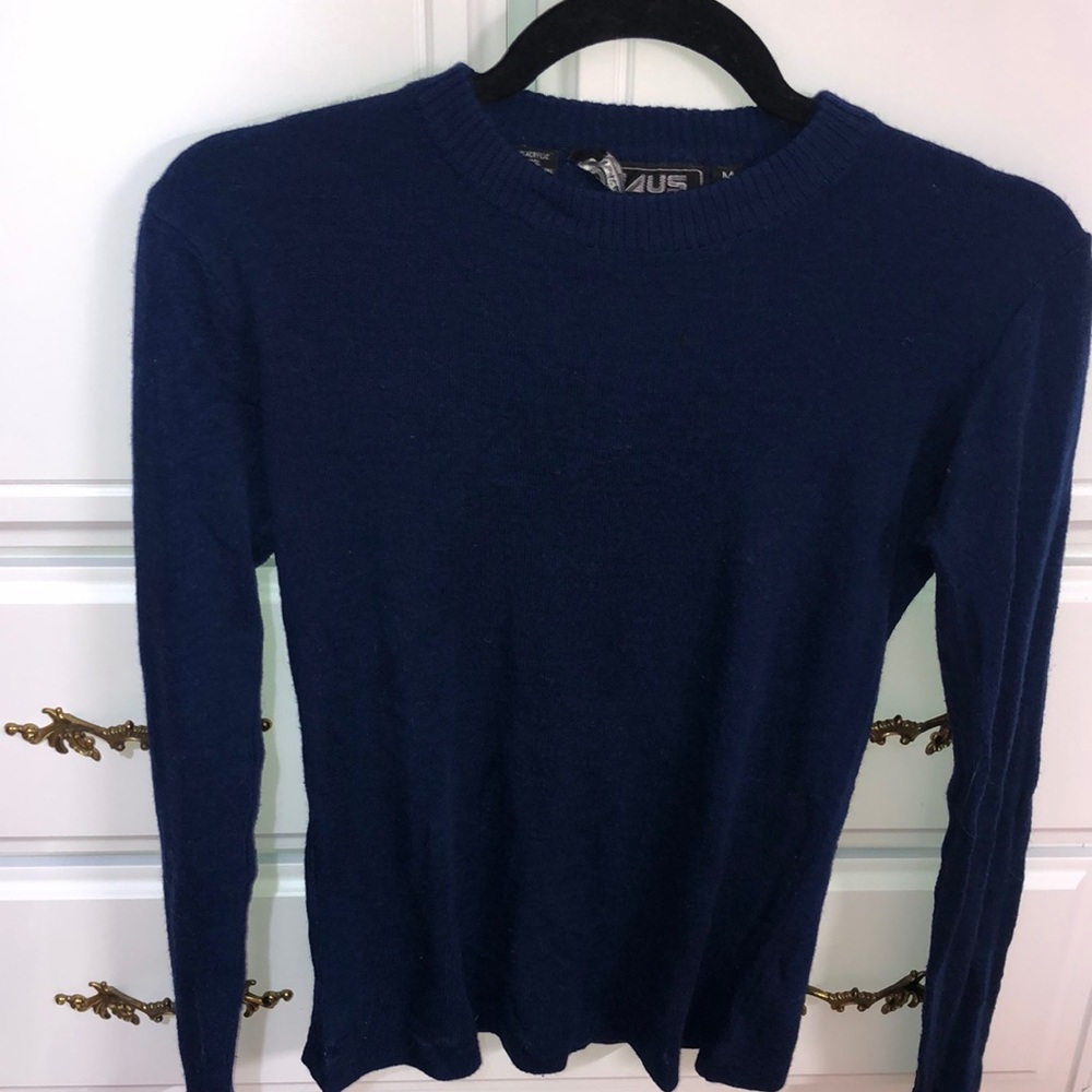 Dark Blue Chaus Acrylic Pullover Sweater